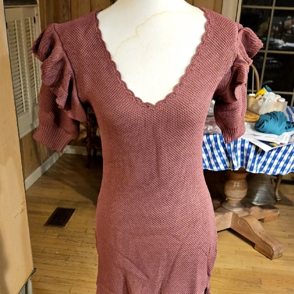 Elegant Mauve Knit Dress